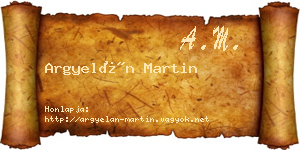 Argyelán Martin névjegykártya